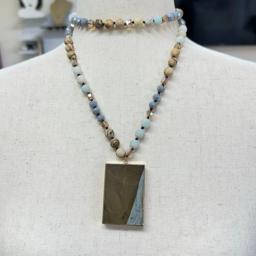 Hand crafted necklace‎ natural gemstone Jasper boho